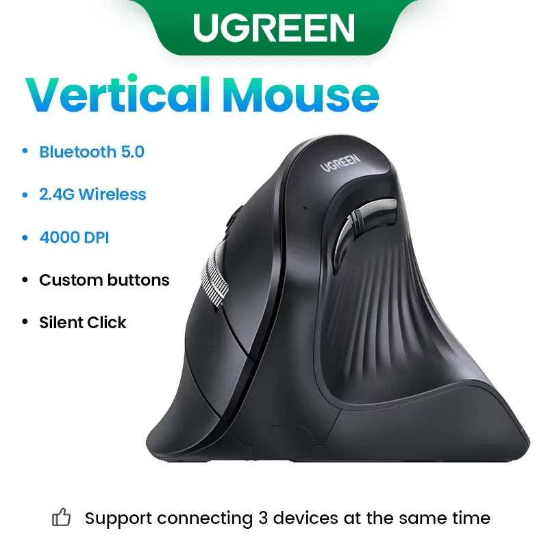 Mouse Vertical UGREEN ErgoFlow – Precisão e Ergonomia
