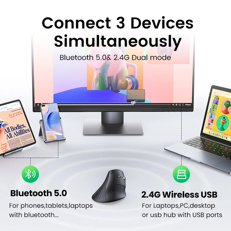 Mouse Vertical UGREEN ErgoFlow – Precisão e Ergonomia