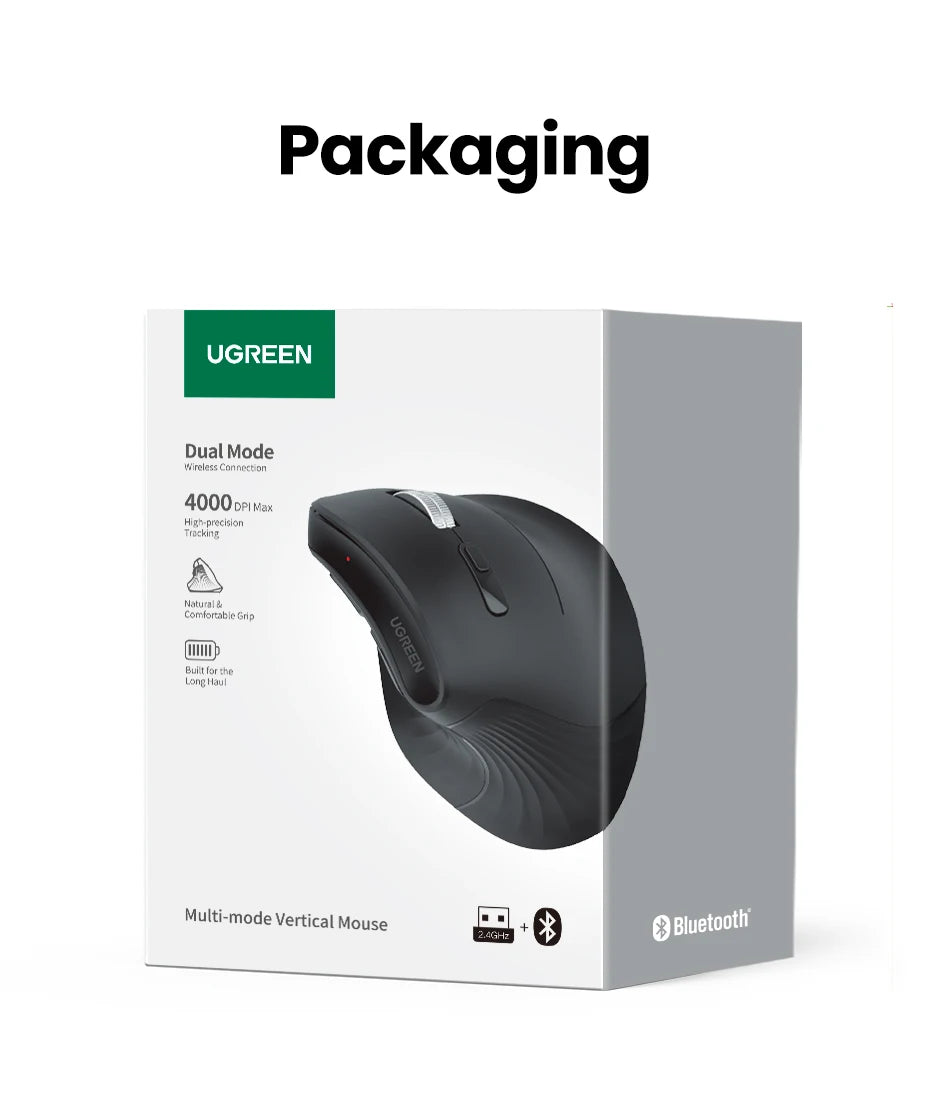 Mouse Vertical UGREEN ErgoFlow – Precisão e Ergonomia